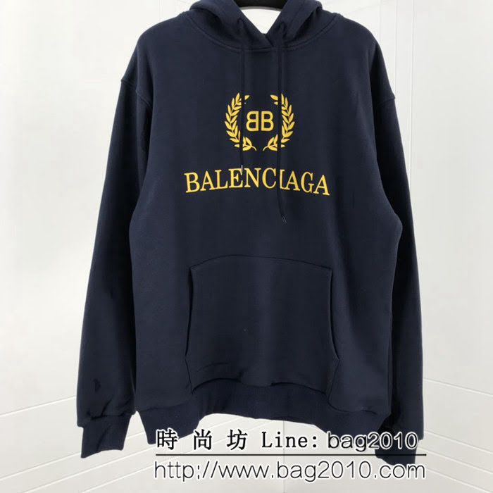 BALENCIAGA巴黎世家 18ss秋冬新款 金色麥穗連帽衛衣 定制韓國毛圈布 原版os寬鬆版型 藏藍色 高版本 男女同款 ydi2471